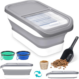 Контейнер для корму для собак, 8 кг, складаний, з кришкою та мірним ковпачком, герметичний, для зберігання