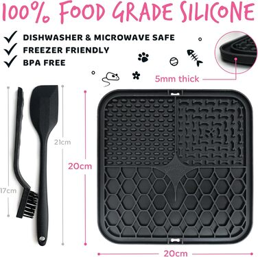 Килимки для собак та котів Bugalugs Licky Mats - 2 шт., чорний/сірий, харчовий BPA-free, зменшує стрес