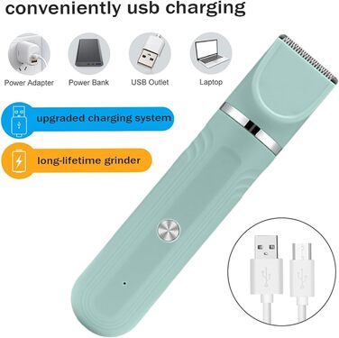 Набір для грумінгу собак 4-в-1 | Тример для шерсті собак, котів, цуценят | Білий (Зелений)