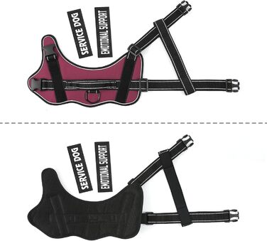 Шлейка для собак Voopet для емоційної підтримки, професійний сервіс, для собак маленьких, середніх та великих порід, світловідбиваюча, дихаюча та регульована, запобігає тязі/нудоті, ESA (XX-Large (Pack of 1), Бордовий)