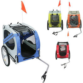 Фahrрадіопричіп універсальний для собак, складаний, Oxford Tuch, з відбивачами, 73x137x90 см, до 40 кг, червоно-чорний/синьо-сірий