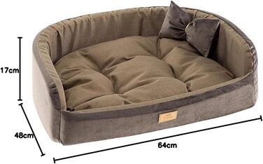 Ліжко для собак Ferplast Harris з подушкою, бежеве, Tweed та Samt, 64 x 48 x 17 см