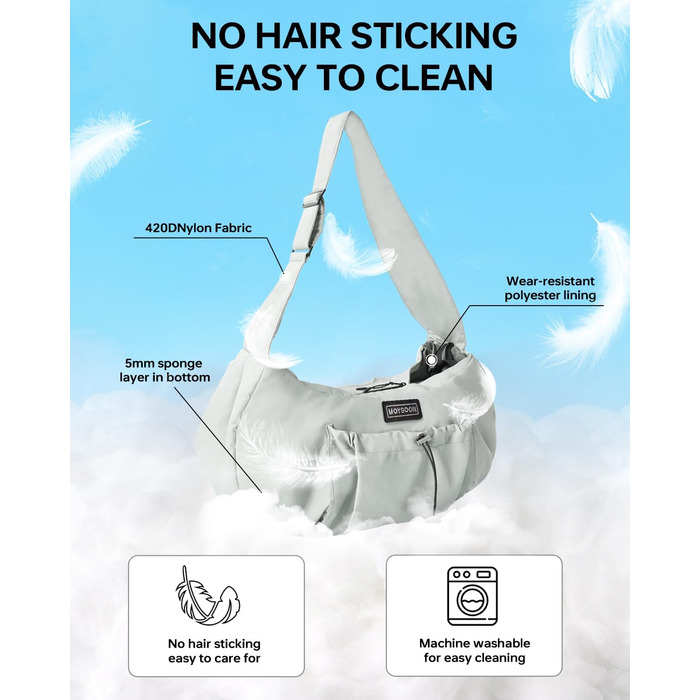 Сумка-переноска для собак та котів, широкі підплічники, регульована, ергономічна, сіра, до 5,4 кг