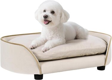 Диван для собак PawHut, знімний подушкою, знімний та пральний чохол, оксамит, 66 x 43 x 19,5 см, Бежевий