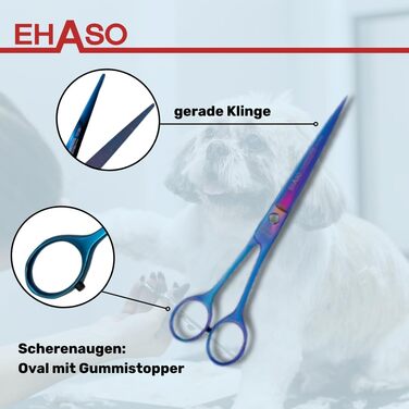 Професійна випрямна ножиця для собак з титану EHASO - 19 см - для будь-якого типу шерсті