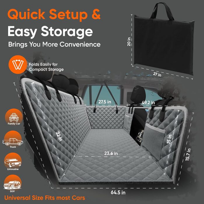 Подовжувач для заднього сидіння автомобіля для собак