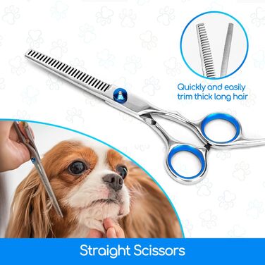 Набір професійних ножиць для собак Nobleza Hundeschere Set Profi: 4 в 1 (з круглим ножем, безпечною на кінчику, для собак, котів, тварин)