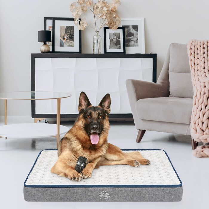 Килимок для собак великих порід, XXL, 112x76x8 см, сірий, знімний чохол, водонепроникний, з підтримуючою піною