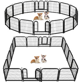 Металевий вольєр для собак Petorldog, 61 см, 16 панелей, для великих, середніх та маленьких собак, для дому та вулиці, ідеальний для кемпінгу, двору та автодому