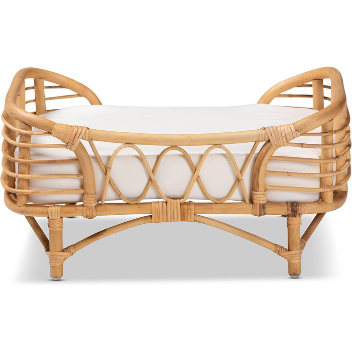 Ліжко для домашніх тварин Baxton Studio Malino, сучасний богемний стиль, ротанг, з подушкою, коричневий