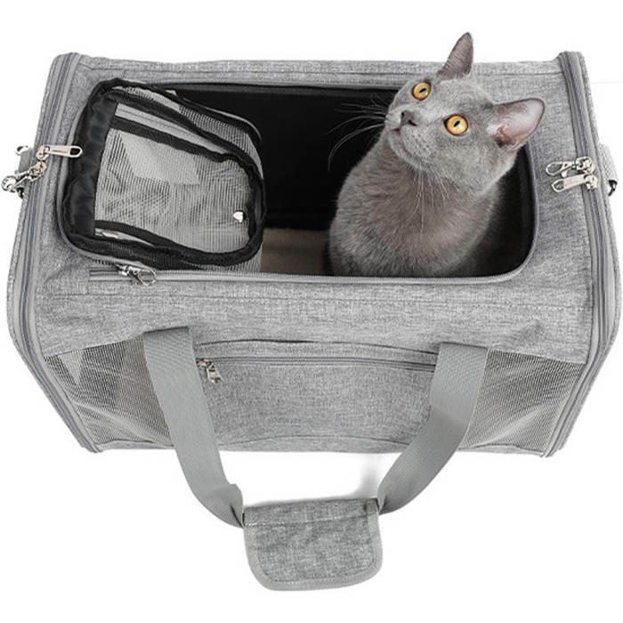 Транспортна сумка для собак Haustier – зручна та складна сумка-переноска для собак, Oxford-тканина (рожева/сіра)