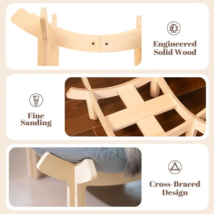 Кігтечка для котів CheerPals: зручне ліжко-стілець з м'яким подушками, 55х55 см, білий (світло-блакитний)