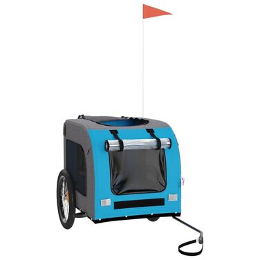 Візок для собак маленьких порід, велосипедний причіп для собак блакитного та сірого кольорів, Oxford-тканина та метал для тварин середнього розміру