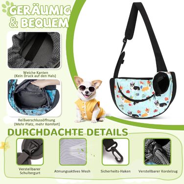 Сумка-переноска для собак та котів ALLSOPETS, блакитний Corgi, S, для подорожей та кемпінгу