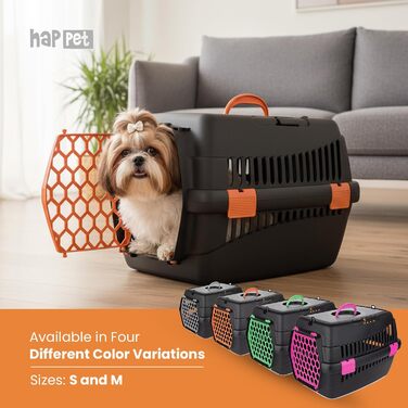 Транспортний бокс для котів та собак HAPPET Tiertransportbox Teddy M, темно-сірий, 56x37x37 см - міцний, добре провітрюваний, для подорожей