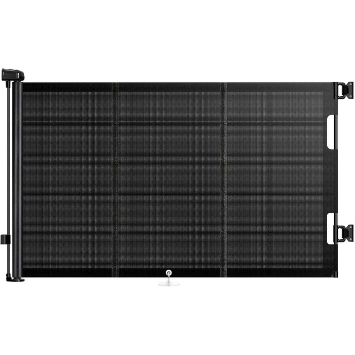 Захист для сходів з замком, висувний захист для дітей та собак, 150 см ширина, 83 см висота, автоматична засувка, чорний (140 см, без свердління)