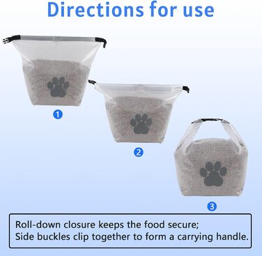 Сумка для зберігання корму для тварин, 2 шт., складна, BPA-free, харчова, прозора - для подорожей, кемпінгу, перевезення корму