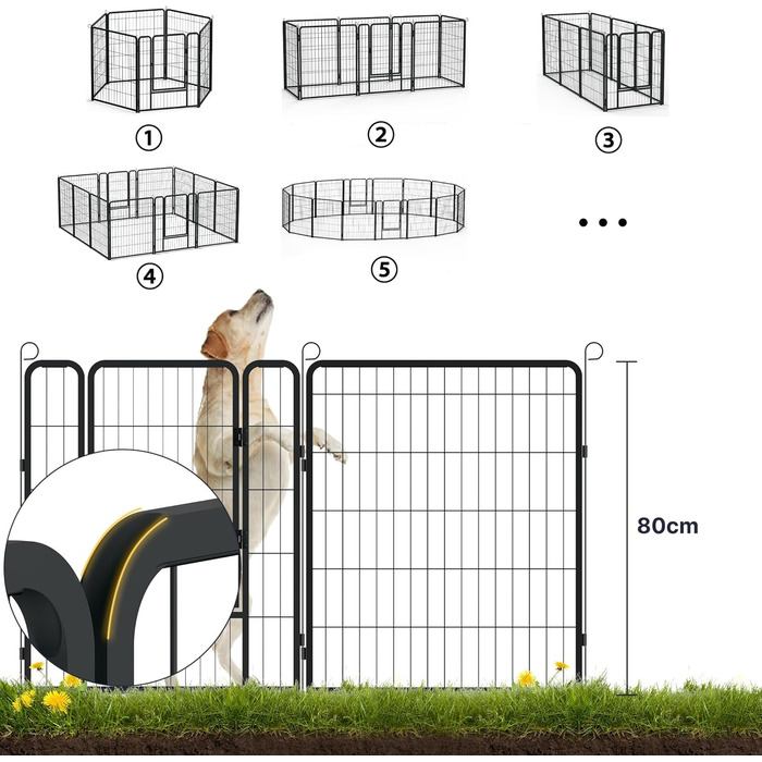 Вольєр для цуценят LZQ: розбірний вольєр для собак, 8 панелей 80x65 см, для дому та саду