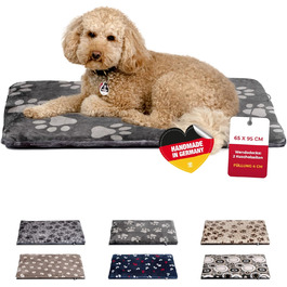 Лежак для собак HS-Hundebett® 65x95 см, двосторонній, м'який, антрацит, для дивана, авто та переноски, 3 см наповнювач, вироблено в Німеччині
