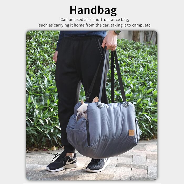 Автокрісло для собак, автокрісло для маленьких собак, сіре, з ременями безпеки та кишенями для зберігання. Водонепроникне та пральне автокрісло для собак.