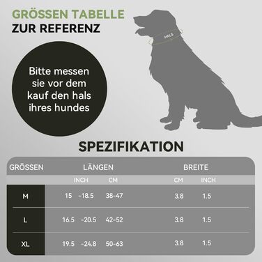 Тактичне собаче нашийник DE JIARUI з ручкою, водонепроникний Airtag нашийник для собак, товстий регульований нашийник для собак з м'якою підкладкою, металева застібка для собак середніх та великих порід (зелений, M(15'-19')) Зелений L(18'-23')
