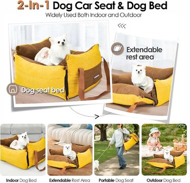 Автомобільний лежак для собак, до 15 кг, з висувним лежанком, знімний, з кишенями, з ременями безпеки (зелений)