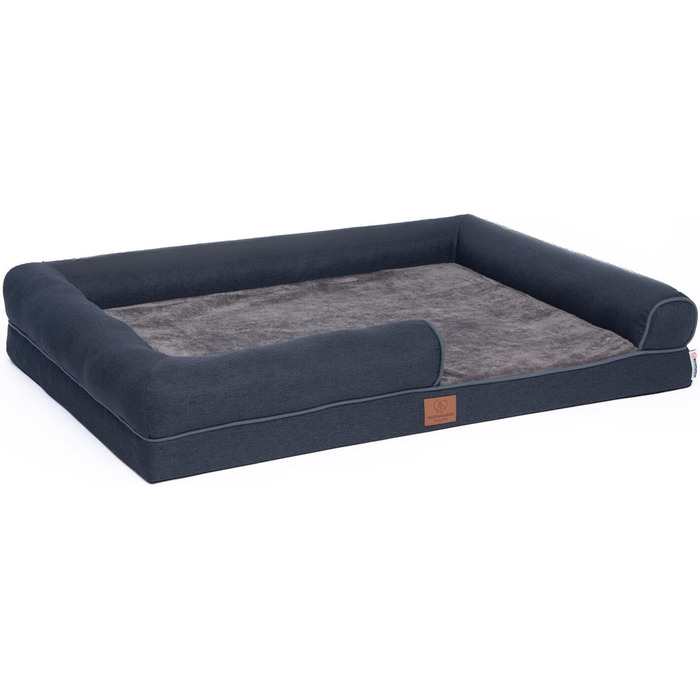 Ортопедичне лежанка для собак Преміум класу з піною Egg Foam, XL, 89 x 63 x 17 см, темно-сірий. Зручна, з водонепроникним чохлом та петлею для перенесення. Лежанка-софа для собак, м'яка, знімний, пральний чохол.