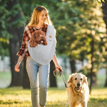 PETCUTE Сумка-переноска для собак та котів до 6 кг, сірого кольору, з відділенням, безпечний ремінь, для прогулянок