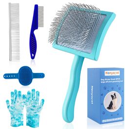 Щітка для грумінгу собак з довгим волоссям, вичісуюча щітка для золотистих пуделів, вичісуюча щітка для собак, довгі голки, розпушувач для собак (великий, вигнута)