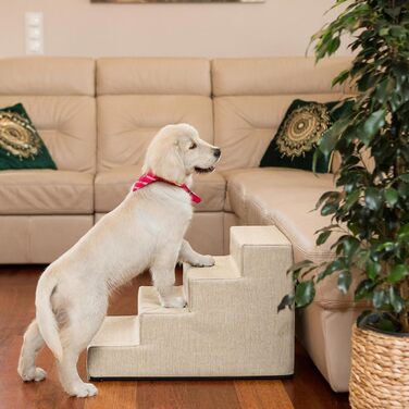 Східці для тварин Huastiertreppe: допомога у підйомі для собак та котів, 4 сходинки, розмір L 40x60x40 см, колір бежевий