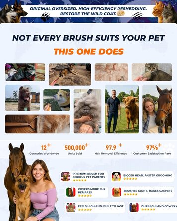 Гребінець для собак та котів з подвійним гребенем, для видалення ковтунів, з ручкою з дерева Сапелі. Підходить для німецьких вівчарок та тварин з середньою та довгою шерстю