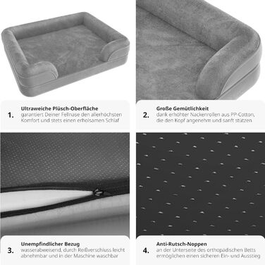 Ортопедичне ліжко для собак tectake® з Memory Foam, велике та середнє, м'яке та миється, 94 x 72 x 18 см