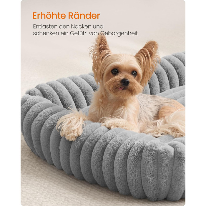 Feandrea Ортопедичне ліжко для собак, велике, з м'яким покриттям, 91 x 68 x 18 см, сірий (M 71x55x18 см)