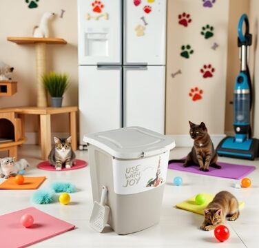 Контейнер для корму Rotho Archie 38л з кришкою, пластик PP, BPA-free, багатоколірний, бежевий