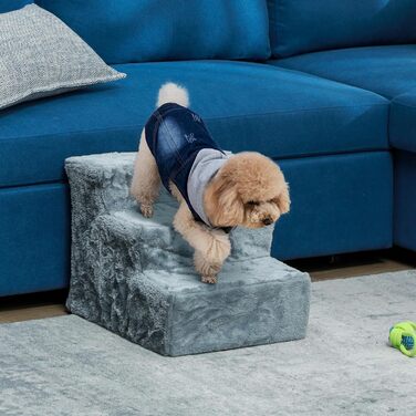 Сходинка для тварин PawHut - 3 сходинки, сіра, для собак та котів до 5 кг, 46 x 35 x 35 см