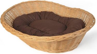 Корзина для собак Weidenprofi з подушкою, плетені корзини для тварин з лози, розмір вибирається (ДxШxВ): 62 x 43 x 12-22 см, 72 x 51 x 14-24 см, 82 x 61 x 16-26 см