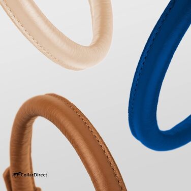 Шкіряний нашийник для собак CollarDirect, круглий, м'який, з рулоном, ручної роботи, справжня шкіра, для цуценят та собак різних розмірів, чорний, червоний, фіолетовий, синій (темно-синій), 18-20 см