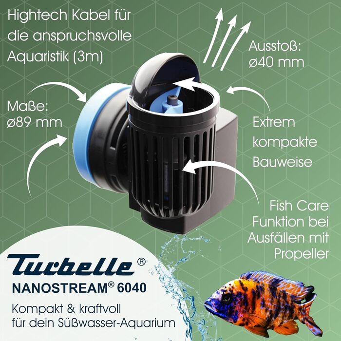 Проточний насос TUNZE Turbelle stream 3+ для акваріума, 2500-15000 л/год, пропелерний, з магнітним кріпленням до скла 19 мм