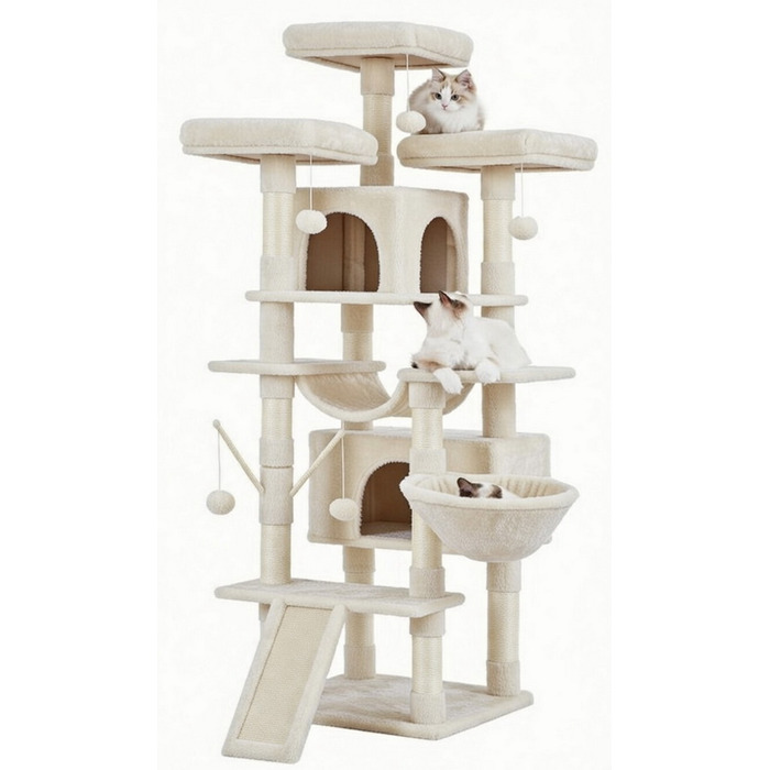 Ігровий комплекс для котів XXL: будинок-вежа з дряпачками, 185 см