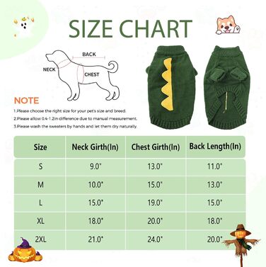 Пуловер NACOCO на Halloween з динозавром для собак – святковий пуловер для домашніх тварин, костюм дракона, одяг для цуценят, зручний, теплий, в'язаний, для котів та собак, теплий зимовий костюм