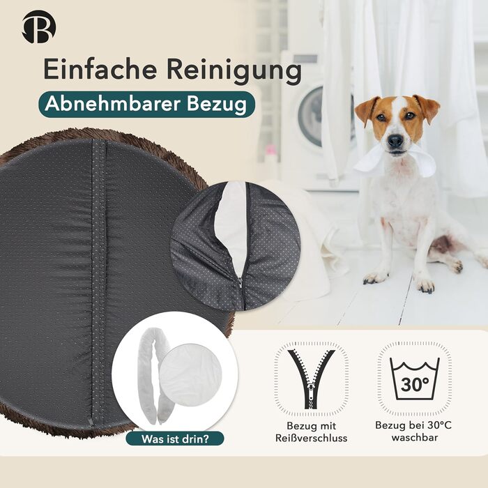 Ортопедичне ліжко для собак середніх порід, 70 см. Квадратне, з ефектом пам'яті, м'яке, з штучним хутром. Колір: Кофе.