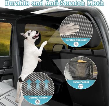 Сітчаста перегородка для собак у автомобіль Mixsuper, 133,1 см, для позашляховиків та авто, чорний, міцна
