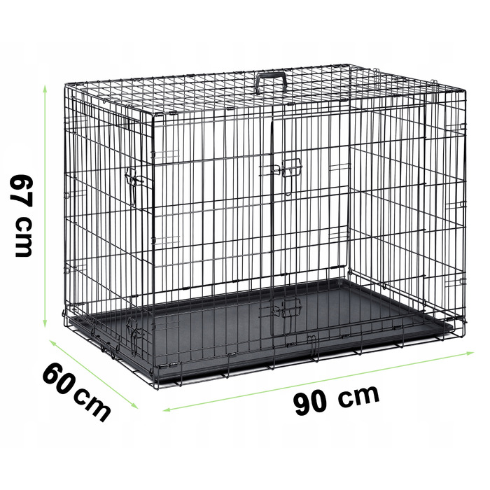 Металева клітка-переноска для собак GLOBANI, 90x60x67 см