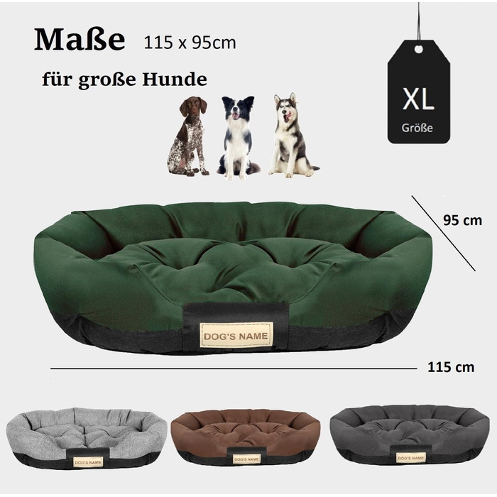 Крісло-ліжко для собак XL 115x95 см, зелене, персоналізоване, вологостійке, миється
