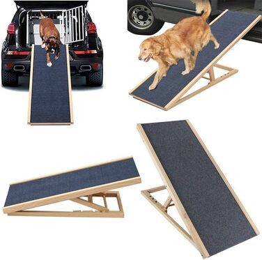 Дерев'яна рамка для тварин, регульована висота, для автомобіля, собак, з антиковзким покриттям, безпечна, для подорожей, 100x40 см, висота 30-60 см