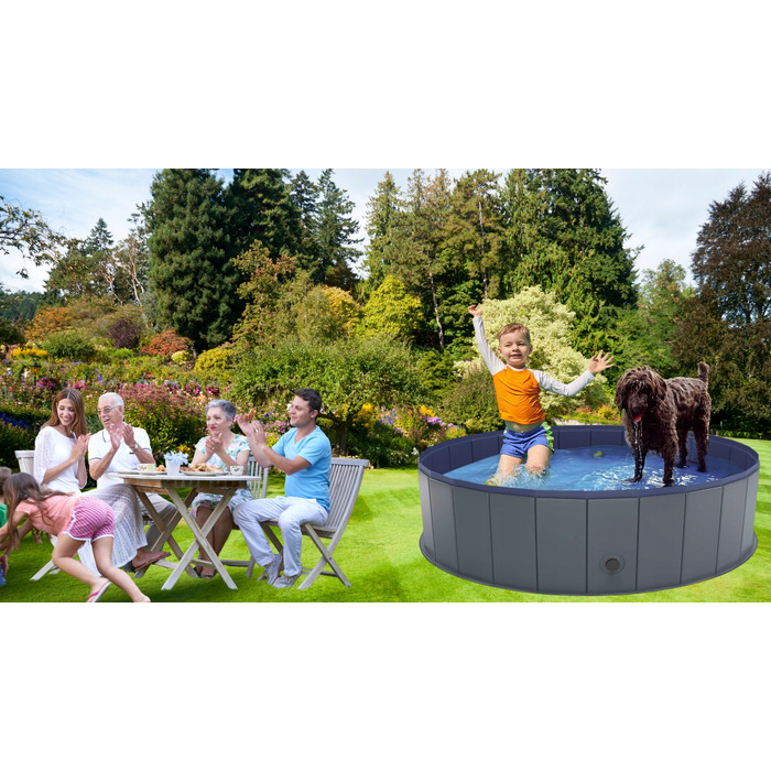 Складаний басейн для собак Wobell, сірий, 100x30 см, 230 л