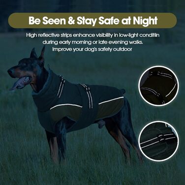 Водонепроникний зимовий теплий одяг для собак QBLEEV - теплий пуховик з флісу, зручний комір-стійка, для холодної погоди, розмір XXX-Large, зелений