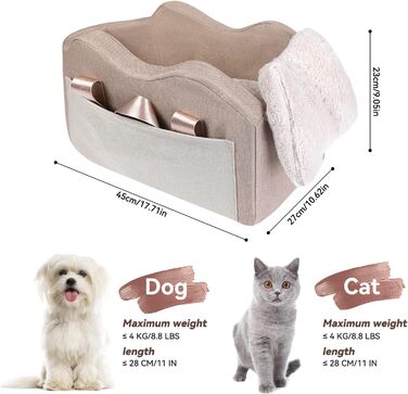 Автокрісло для собак, бежево-хакі, для малих порід (0-6,8 кг)