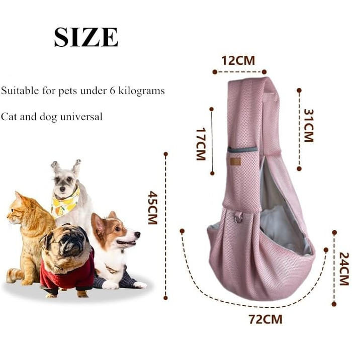 Транспортна сумка для собак та котів на плечі, рожева: дихаюча, для прогулянок та подорожей