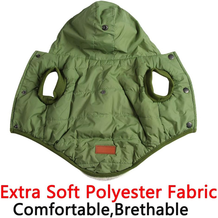 Теплий флісовий худі для собак JoyDaog, зимовий одяг для цуценят з капюшоном (зелений, розмір S)